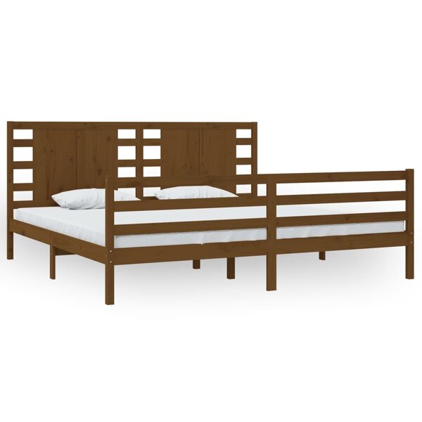 vidaXL Cadre de lit sans matelas marron miel 200x200cm bois pin massif