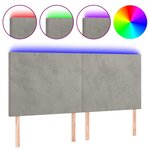 vidaXL Tête de lit à LED Gris clair 180x5x118/128 cm Velours