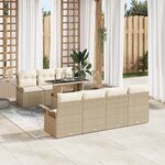 vidaXL Ensemble de Canapés de Jardin 8 Pièces avec Coussins Beige Poly Rotin