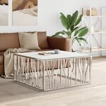 vidaXL Table basse argenté 100x100x50 cm acier inoxydable et verre