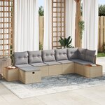 vidaXL Ensemble de Canapés de Jardin de 7 Pièces avec Coussins Beige en Poly Rattan