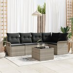 vidaXL Ensemble de canapé de jardin 6 pièces avec coussins gris poly rattan