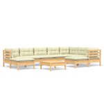 Salon de jardin meuble d'extérieur ensemble de mobilier 10 pièces avec coussins crème bois de pin solide 02_0015019
