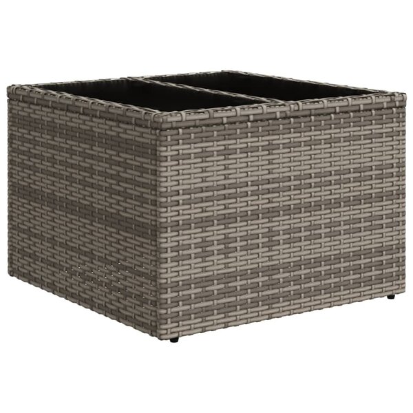 vidaXL Table de jardin dessus en verre gris 55x55x37 cm résine tressée