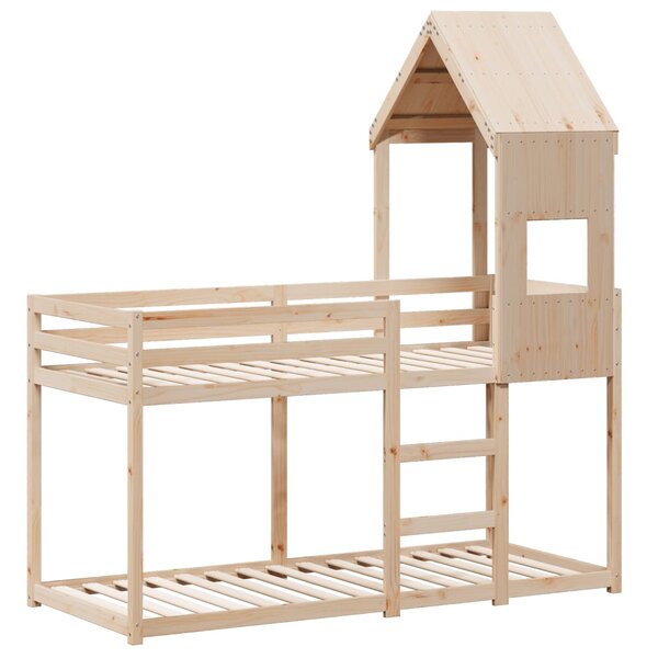 vidaXL Lit superposé avec toit 90x190 cm bois massif de pin