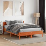 vidaXL Cadre de lit sans matelas cire marron 135x190cm bois pin massif