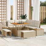 Ensemble de Canapés de Jardin de 8 Pièces vidaXL avec Coussins Beige Poly Rattan Acacia