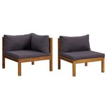 vidaXL Ensemble de canapés 2Pièces avec coussins gris foncé Acacia solide