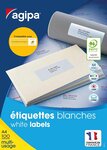 Étiquettes adhésives blanches multi-usages, 63,5  x 33,9 mm -  2400 étiquettes par boîte, 24 étiquettes par feuille (boîte 2400 unités)