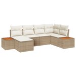vidaXL Ensemble de canapé de jardin 6 pièces avec coussins Beige Poly Rotin Acacia