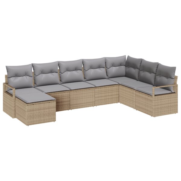 vidaXL Ensemble de canapé jardin 8 pièces avec coussins en rotin polyéthylène beige