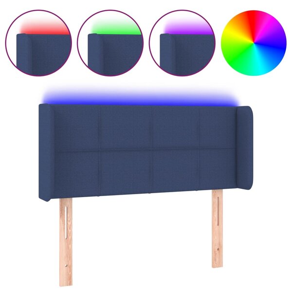 vidaXL Tête de lit à LED Bleu 93x16x78/88 cm Tissu