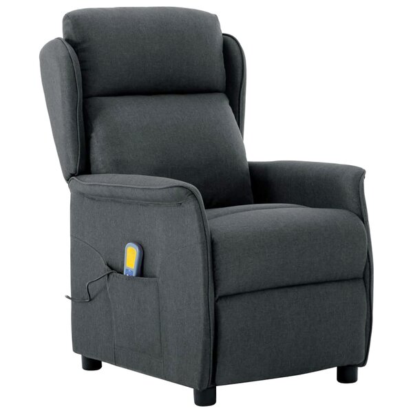 vidaXL Chaise de massage en tissu gris foncé