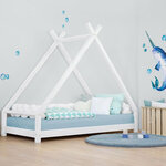 Lit Tipi enfant bois massif blanc 80 x 180 cm