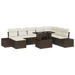 vidaXL Ensemble de canapé de jardin de 9 pièces avec coussins en polyrotin marron