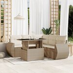 vidaXL Salon de jardin avec coussins 6 Pièces beige résine tressée