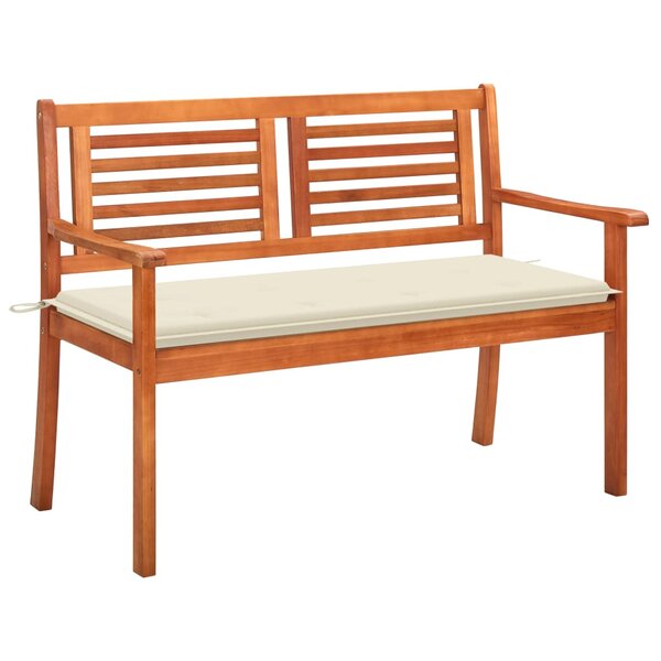 vidaXL Banc de jardin 2 places avec coussin 120 cm Bois d'eucalyptus