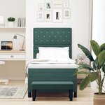 vidaXL Lit à ressort avec matelas et banc vert foncé 90x200 cm en velours
