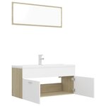 vidaXL Ensemble de meubles de bain Blanc et chêne sonoma Aggloméré