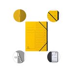 Trieur Agrafé Avec Élastiques Intérieur Noir 12 Compartiments - A4 - Jaune - X 10 - Exacompta