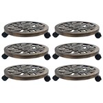 vidaXL Chariots pour plantes 6 Pièces Bronze 38 cm Plastique