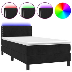 vidaXL Sommier à lattes de lit avec matelas LED Noir 80x200cm Velours
