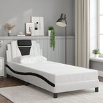 vidaXL Cadre de lit avec LED sans matelas blanc et noir 90x190 cm