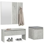 vidaXL Ensemble de meubles de couloir Gris béton Bois d'ingénierie