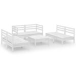 Salon de jardin meuble d'extérieur ensemble de mobilier 7 pièces blanc bois de pin massif 02_0017348