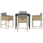 vidaXL Ensemble de salle à manger de jardin 5 pièces avec coussins beige rattan poly