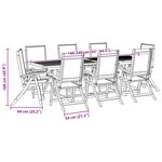 vidaXL Ensemble à manger de jardin 9Pièces bois d'acacia solide textilène