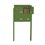 Bloc collectif leabox.com  2x2  grade 3  simple face  Extérieur  fixation sur pieds à sceller  Vert mai RAL 6017 finition brillante