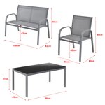 Salon de jardin de 4 meubles gagra acier PVC polyester noir gris clair 03_0008232