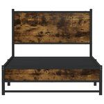 vidaXL Cadre de lit en métal sans matelas chêne fumé 100x190 cm