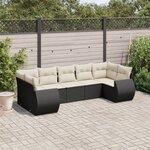 vidaXL Salon de jardin 7 Pièces avec coussins noir résine tressée