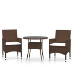 vidaXL Mobilier à dîner de jardin 3 Pièces Résine tressée Marron