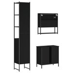 vidaXL Ensemble de meubles salle de bain 3 Pièces noir bois d'ingénierie