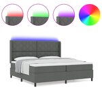 Lit Box Spring vidaXL avec Matelas et LED en Gris Foncé  200x200 cm Tissu