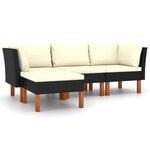 Salon de jardin meuble d'extérieur ensemble de mobilier 4 pièces avec coussins résine tressée noir 02_0016201