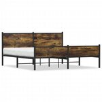vidaXL Cadre de lit en métal sans matelas chêne fumé 183x213 cm