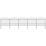 vidaXL Clôture de jardin à dessus en lance Acier (1 5-1 75)x8 5 m Noir