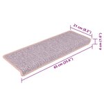 vidaXL Tapis d'escalier autocollants aspect sisal 15 Pièces rose