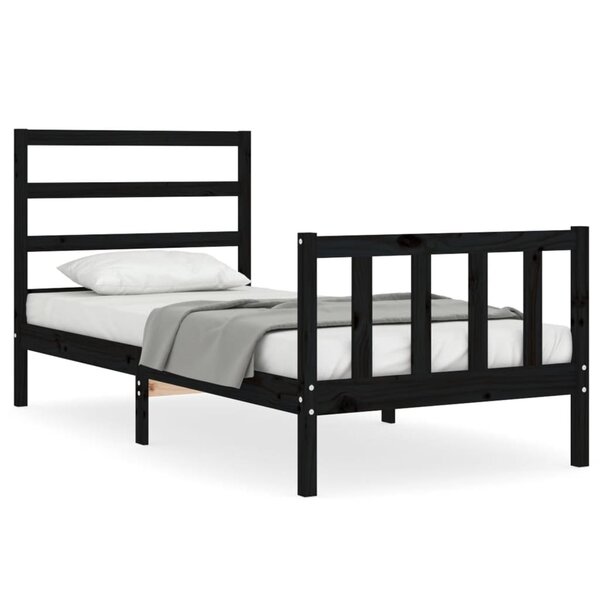 vidaXL Cadre de lit sans matelas noir 100x200 cm bois massif de pin