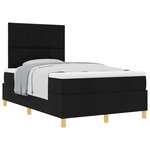 vidaXL Lit à ressort avec matelas noir petit double en tissu