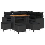 Ensemble de canapé de jardin 9 pièces vidaXL avec coussins Noir Poly Rotin Acacia