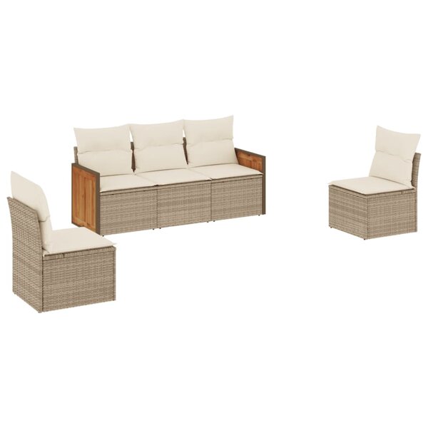 vidaXL Salon de jardin avec coussins 5 Pièces beige résine tressée