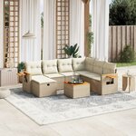 vidaXL Salon de jardin avec coussins 8 Pièces beige résine tressée