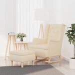 vidaXL Fauteuil avec pieds à bascule et tabouret Crème Tissu