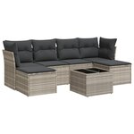 vidaXL Salon de jardin avec coussins 7 Pièces gris clair résine tressée