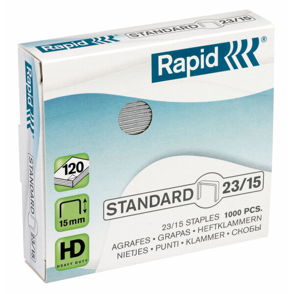 Boite de 1000 agrafes galvanisées Standard 23/15 RAPID